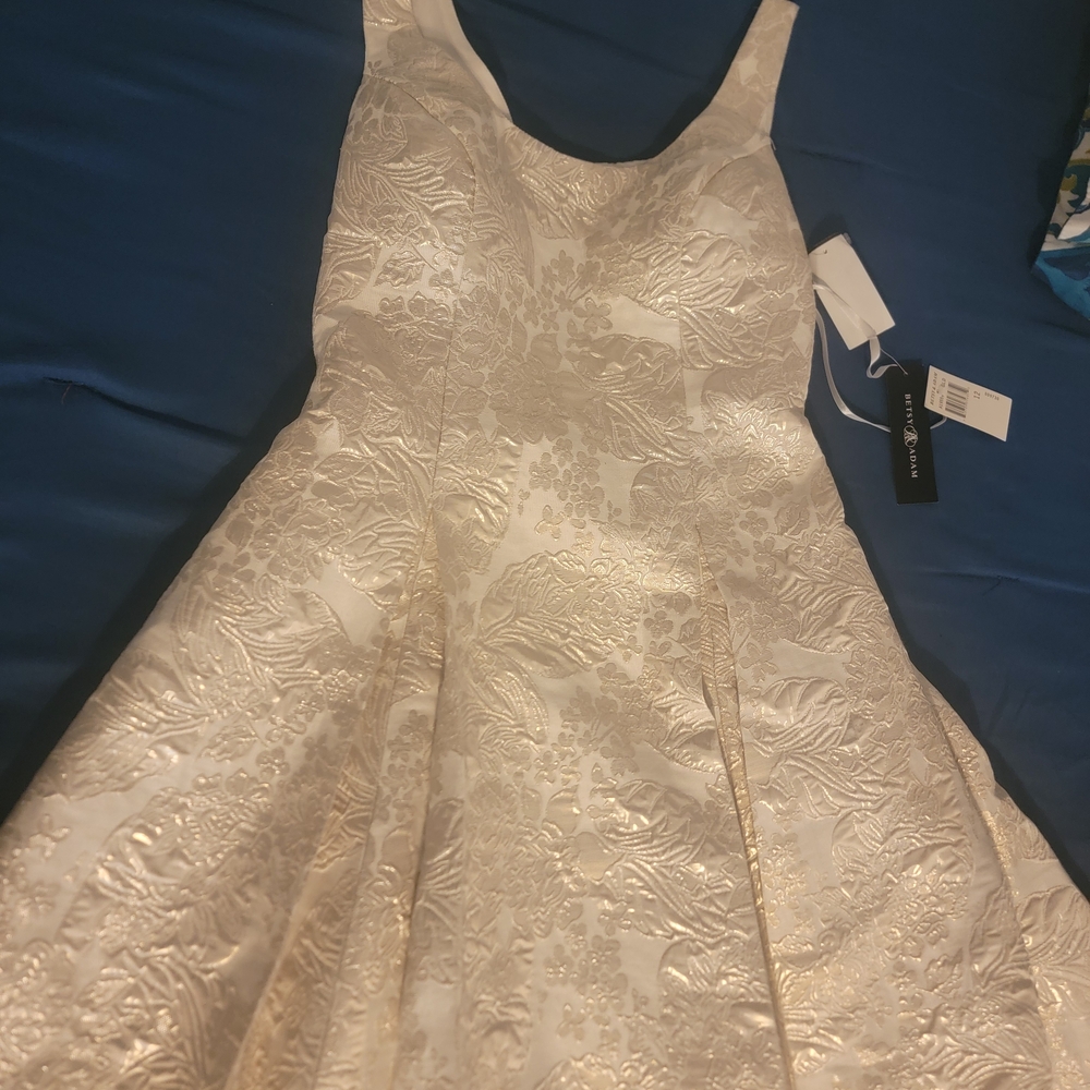Betsy & Adam Ivory Brocade Dress